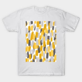 Grey and Mustard Yellow Paint Brush Effect, Abstract T-Shirt